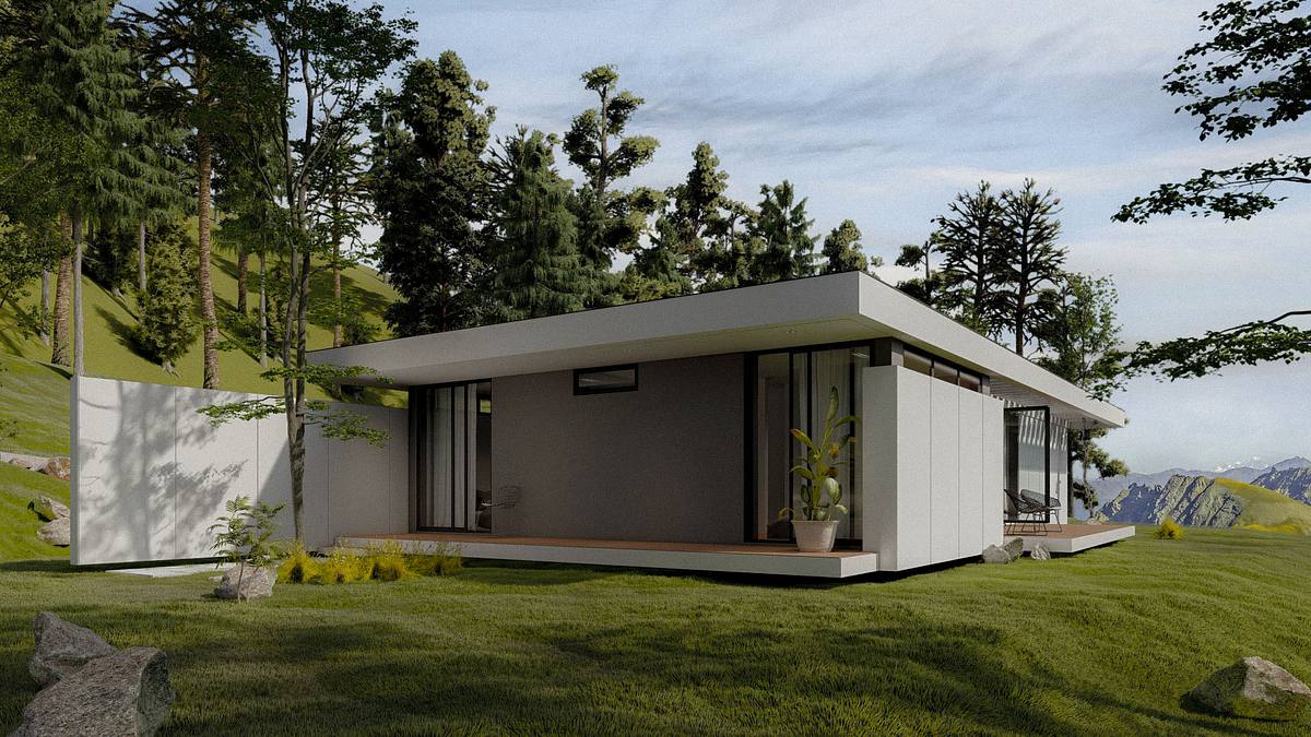 render exterior casa retiro francia arquitectura naturaleza vivienda