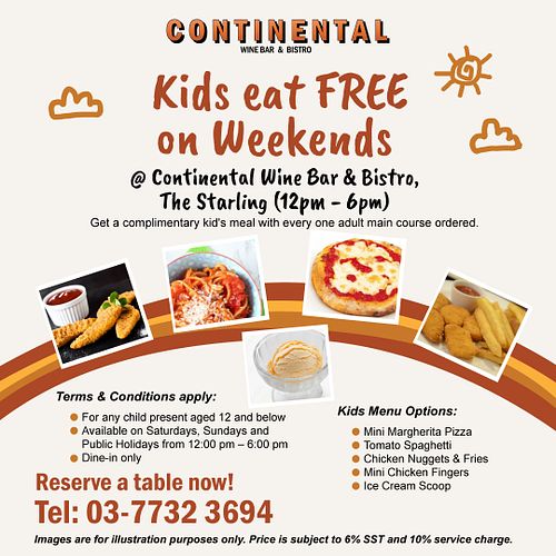 Kids eat FREE on Weekends
