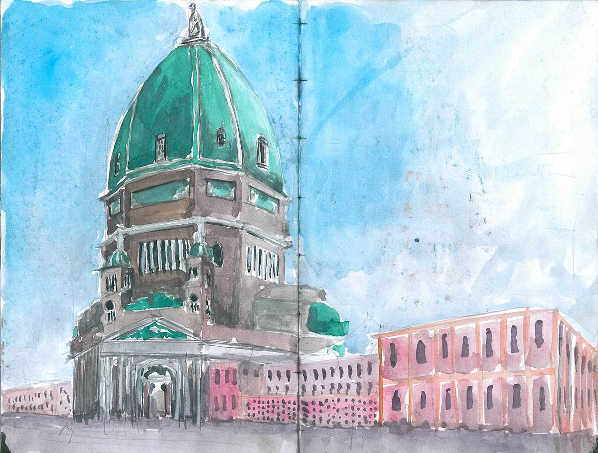 lima cathedral watercolor sketch historic architecture peru