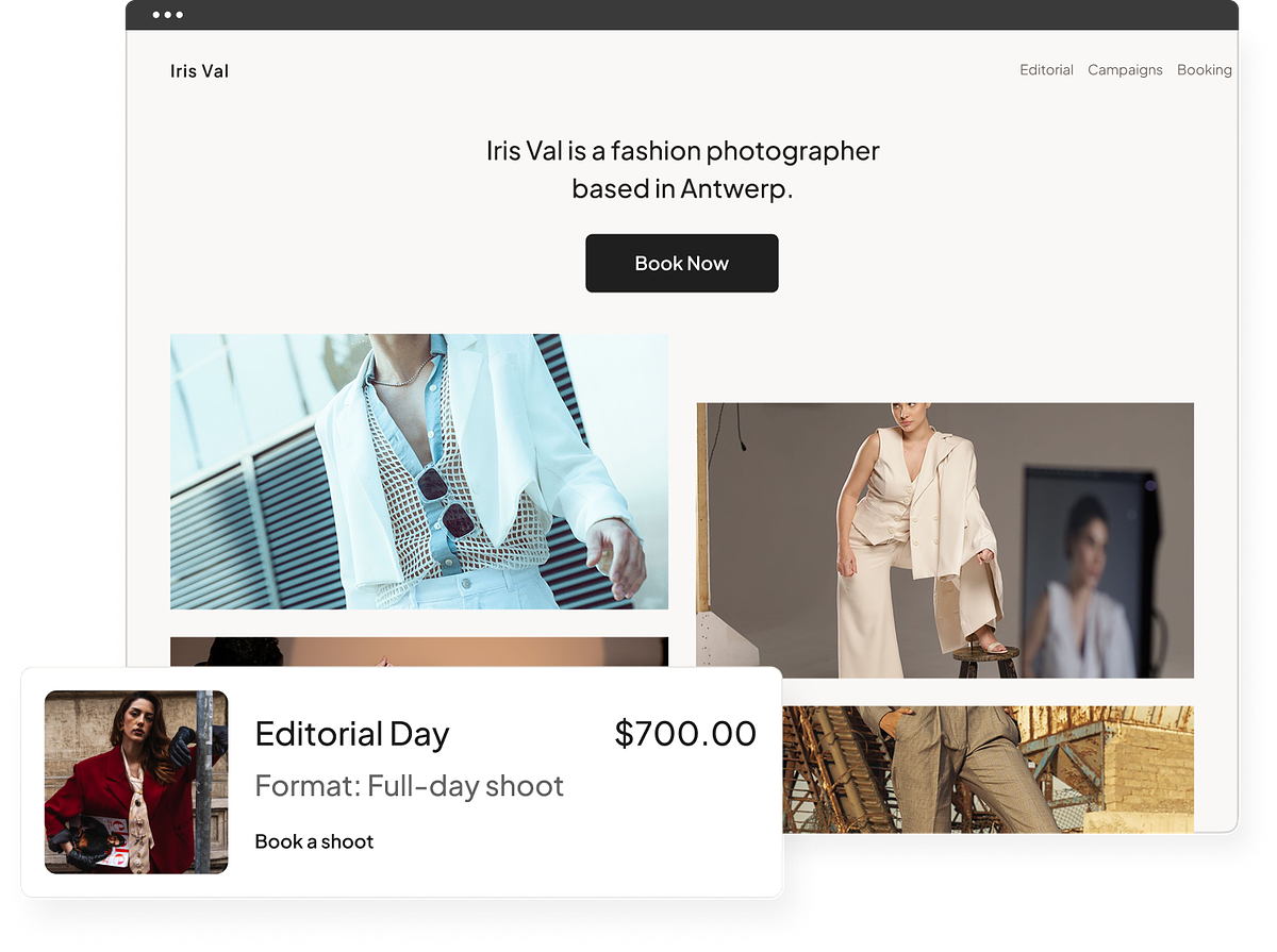 Un portfolio de photographie de mode avec galeries clients, blog et en plusieurs langues