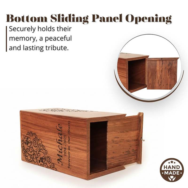 Heart Shape Tree of Life Wood Cremation Urn Box