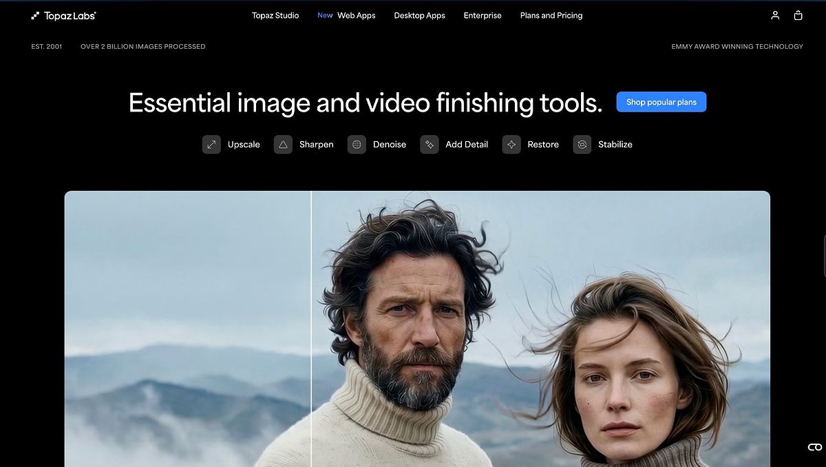 Topaz Photo AI homepage