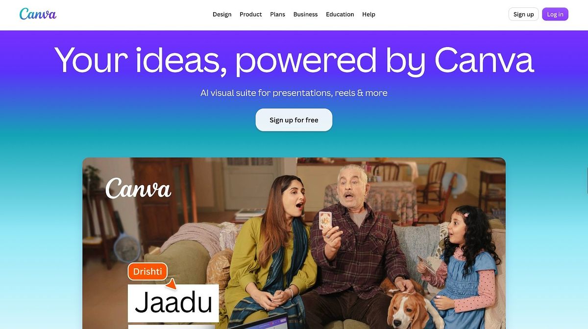 Canva homepage