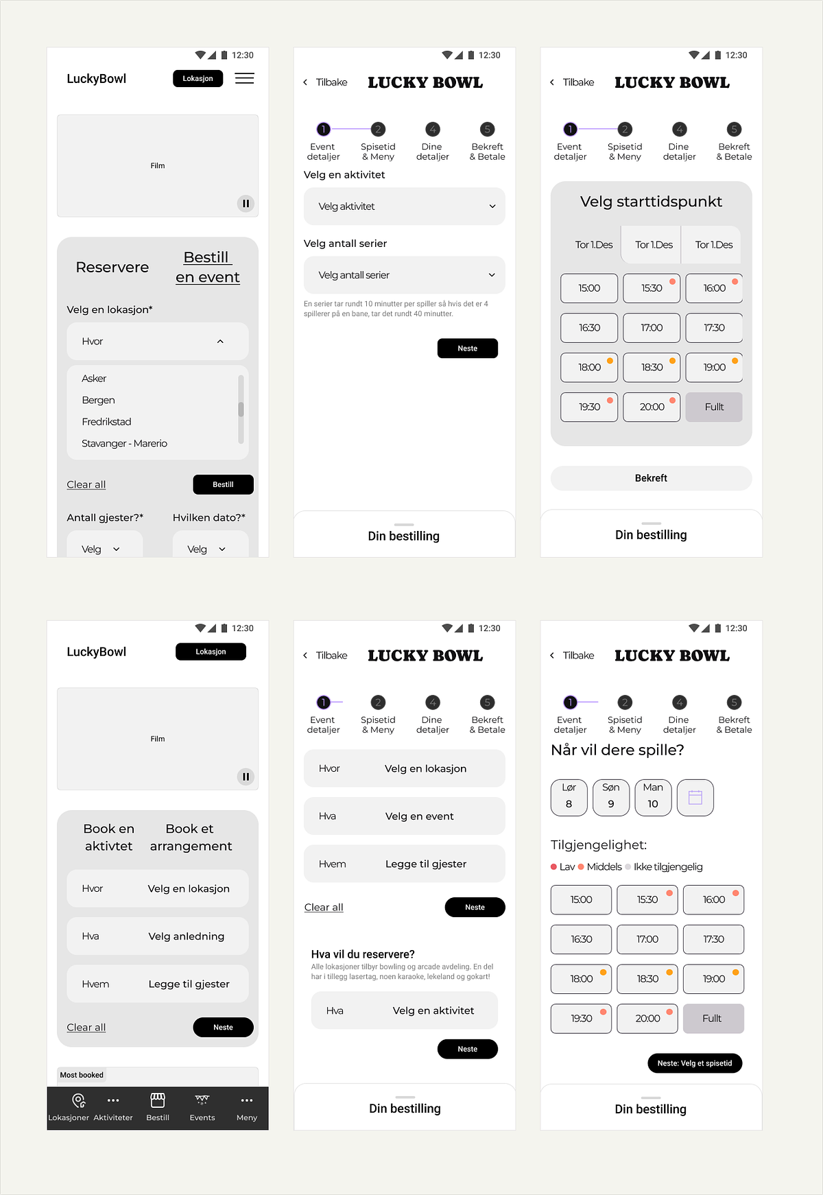 Mobile screens showing iterations of the homepage and location finder