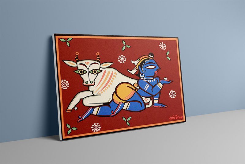 Krishna the Cowherd – A Folk Tribute by Jamini Roy