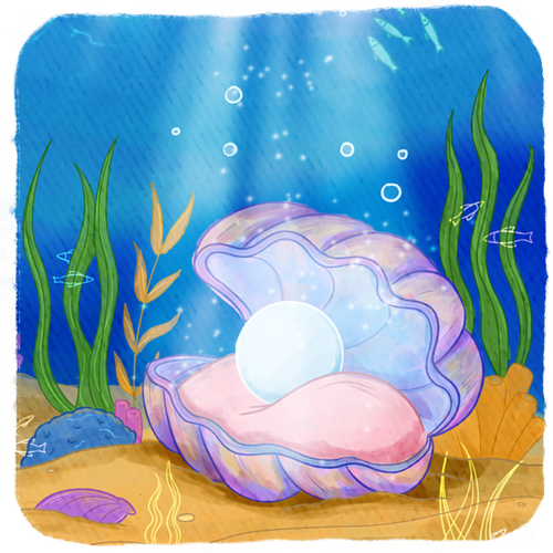 a pearl under water