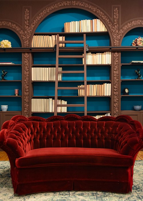 Antique Red Velvet Victorian Loveseat