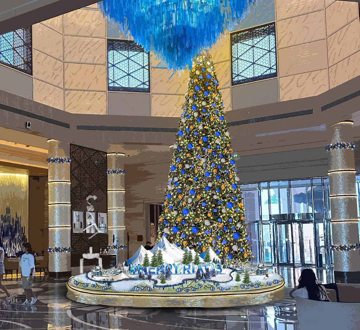 photomontage luxury christmas lobby design