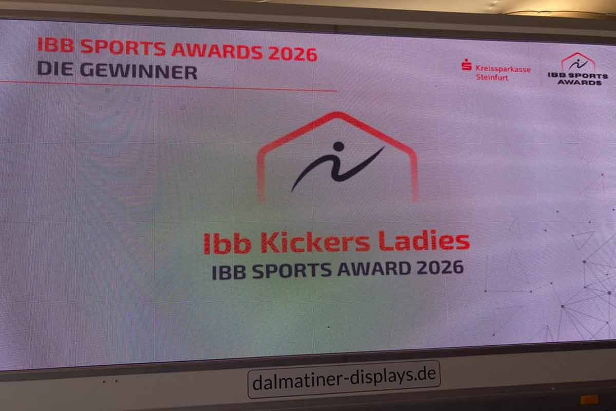Es leuchtet auf einem Display auf: Gewinner sind die Ibbenbürener Kickers Ladies
