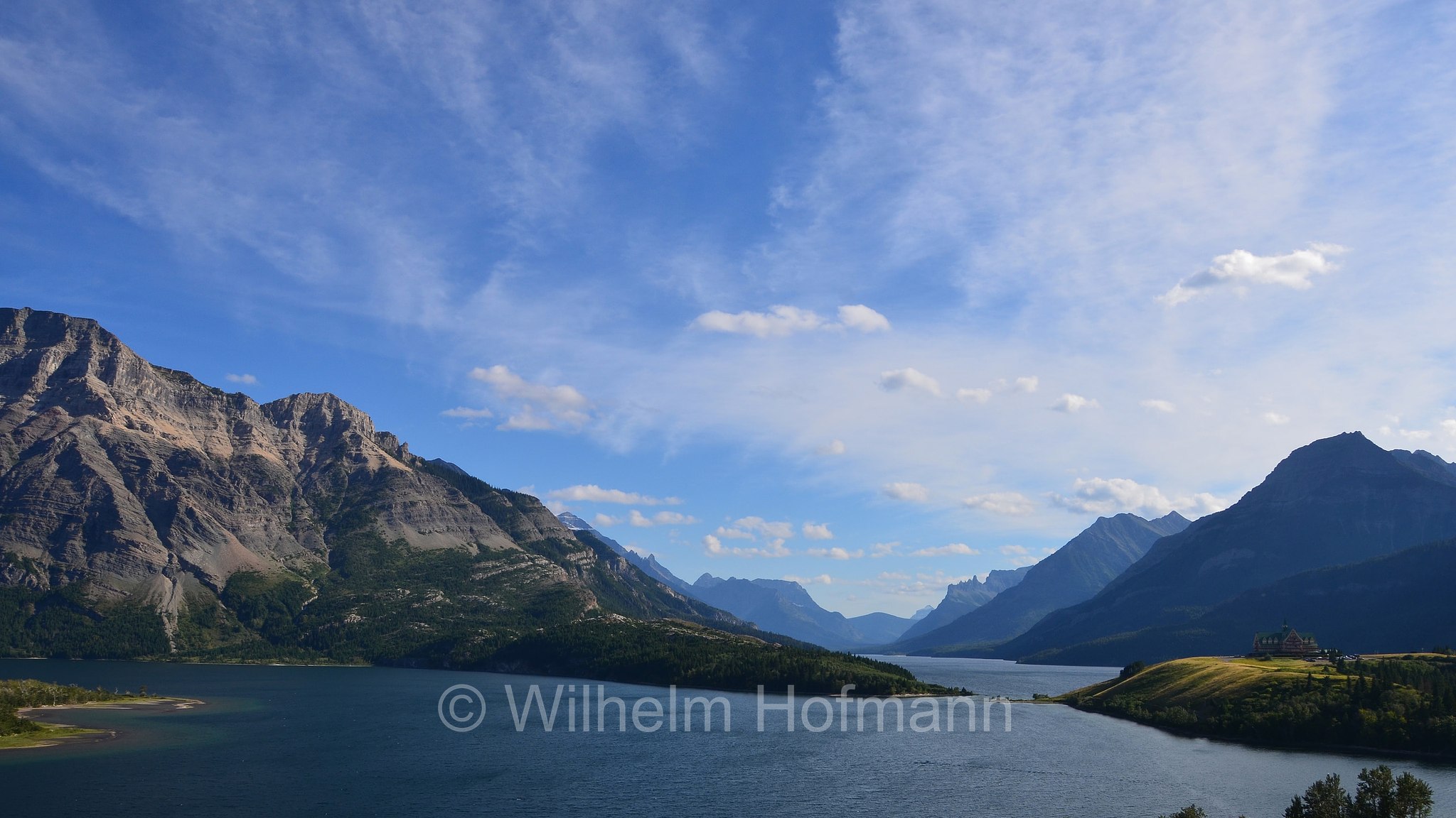 Prince of Wales Hotel, Middle Waterton Lake, Upper Waterton Lake, Waterton Lakes National Park, Waterton-Lakes-Nationalpark, Parco nazionale dei laghi Waterton﻿, Alberta, Canada﻿, Kanada
