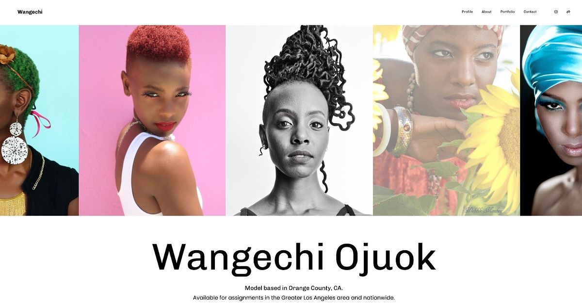 Wangechi Ojuok fashion model portfolio website homepage