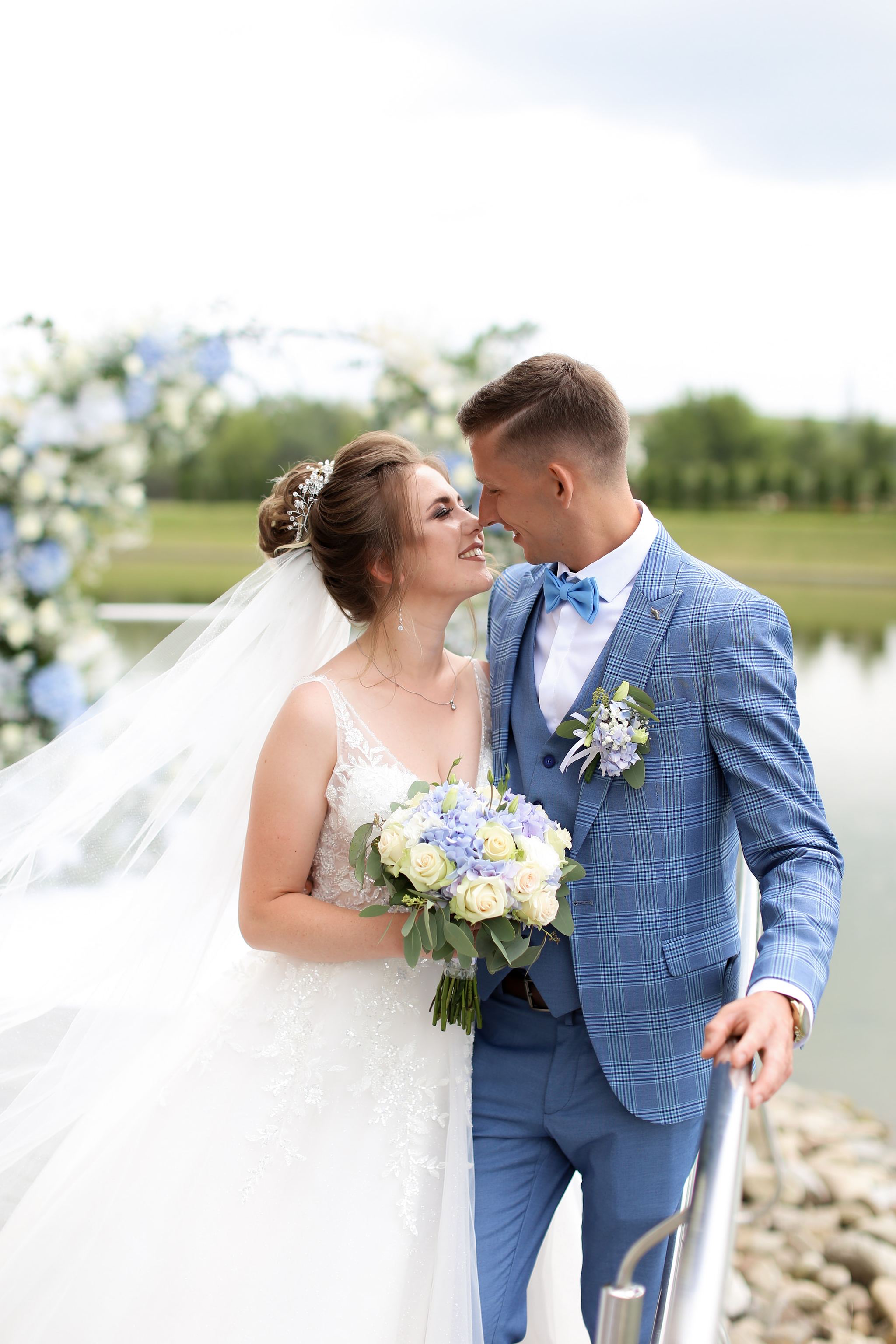 Bride and groom together after their wedding ceremony in Ukraine