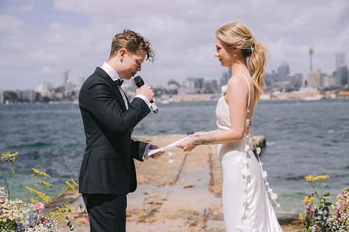 Wedding ceremony at Bradleys Head Amphitheatre