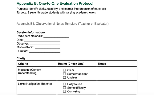 Formative Evaluation Plan
