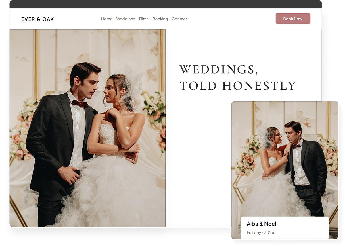 A wedding photography portfolio on its own domain