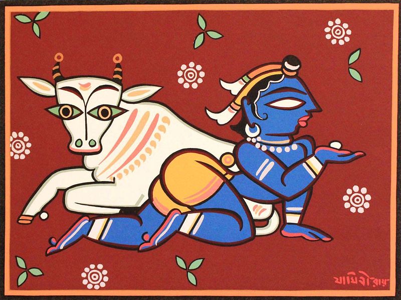 Krishna the Cowherd – A Folk Tribute by Jamini Roy