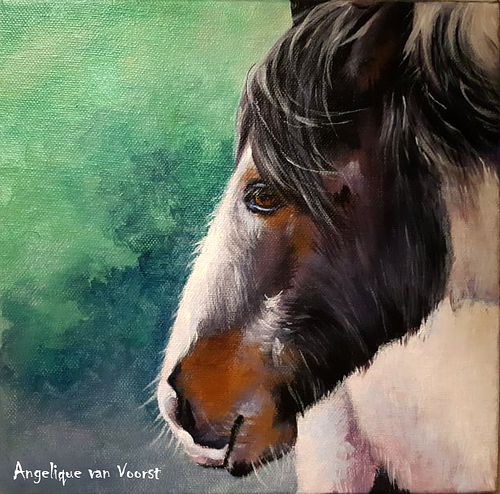 Colorful horse portrait painting capturing strength and expression