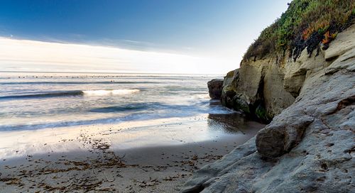 Seascapes, ocean, waves, shores, surf, clouds, sky, travel, nature, landscape, seaside, beach, San Diego, Encinitas, Pacific, surf, cliffs, lineup, break, session, long exposure, blur, flow