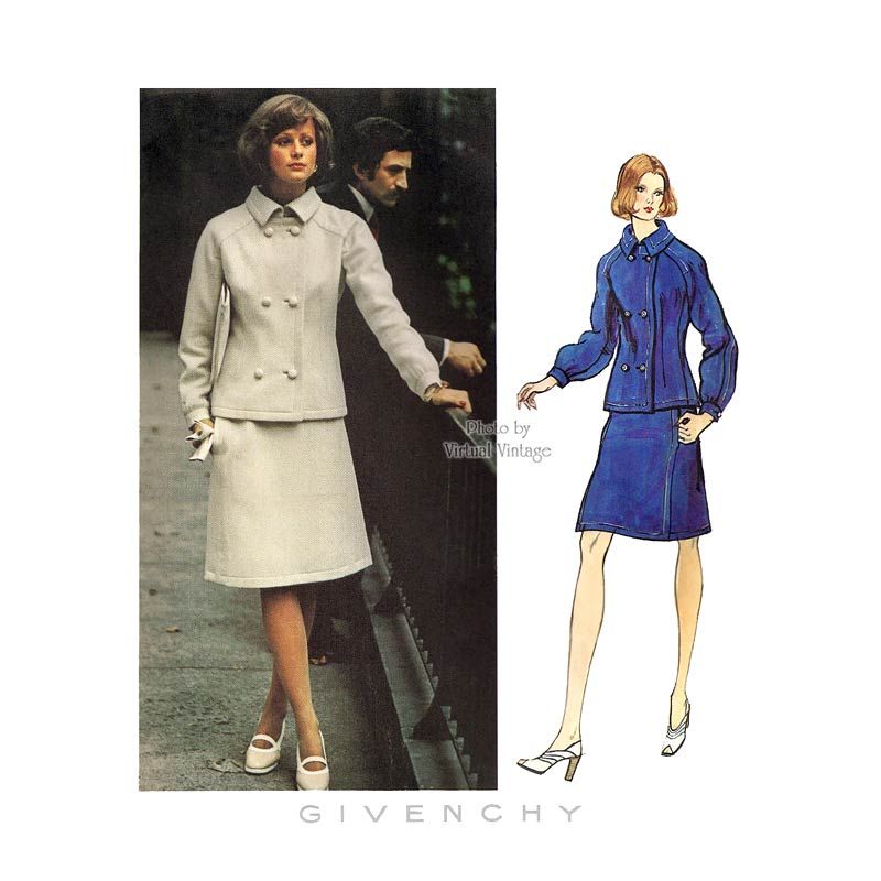 Givenchy Vogue Paris Original 2837, 70s Womens Suit Pattern