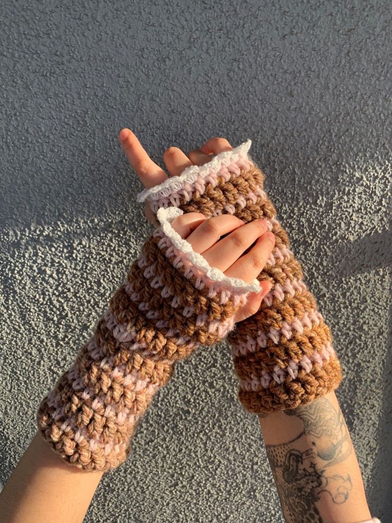 ⋆Dainty striped gloves - Crochet PDF pattern⋆