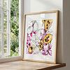 Honesty Plant Botanical Print – Magenta Flowers & Silvery Seed Pods