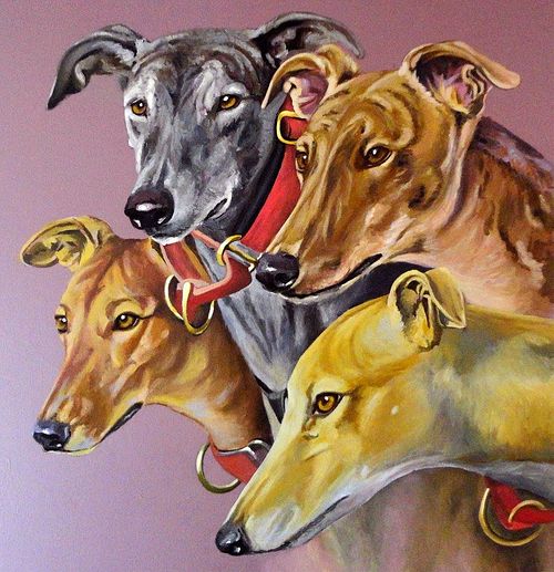Colorful dog portrait painting capturing expression and character