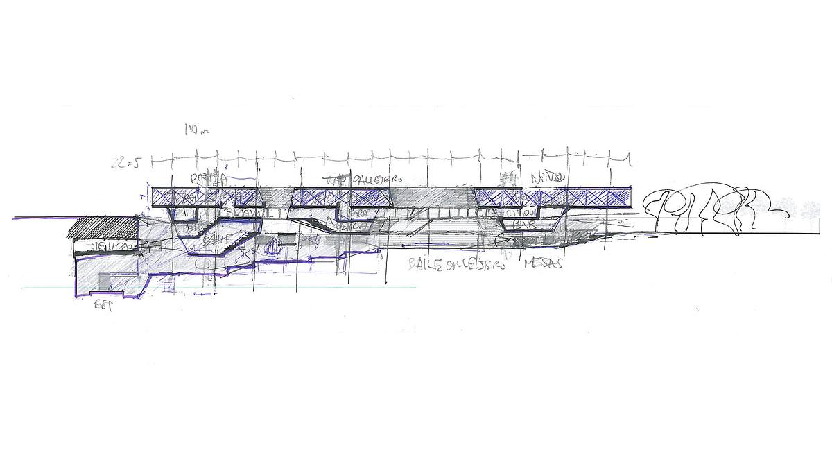 corte arquitectonico estacion subterranea metro lima