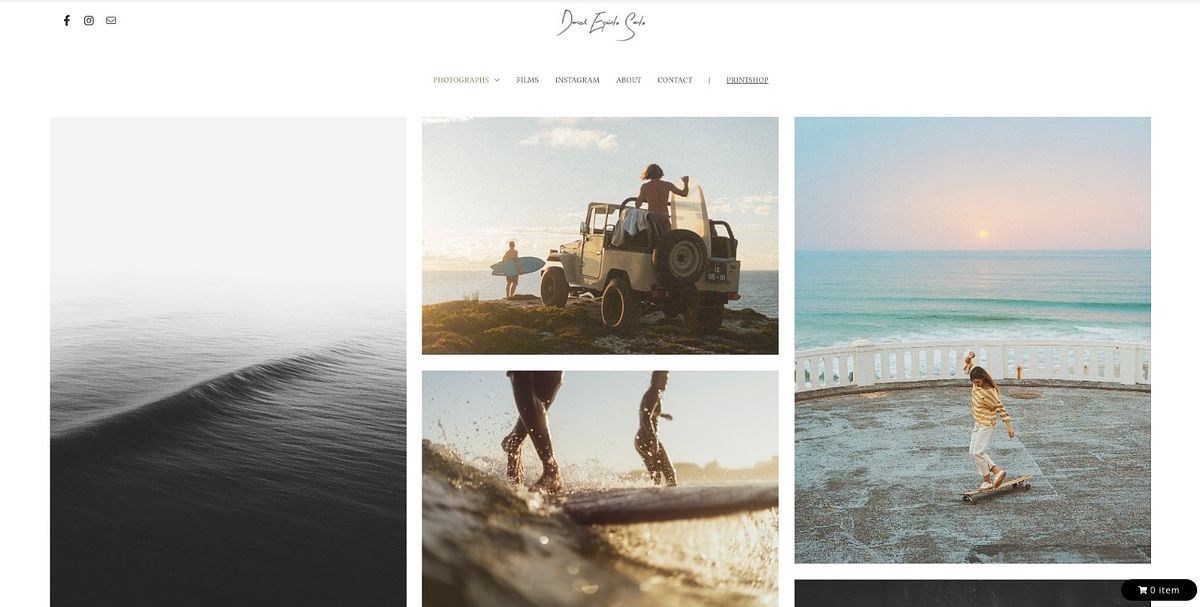 Daniel Espirito Santo surf and lifestyle photography portfolio website homepage