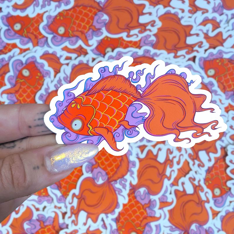 Golden Ripple - Waterproof Glossy Vinyl Sticker
