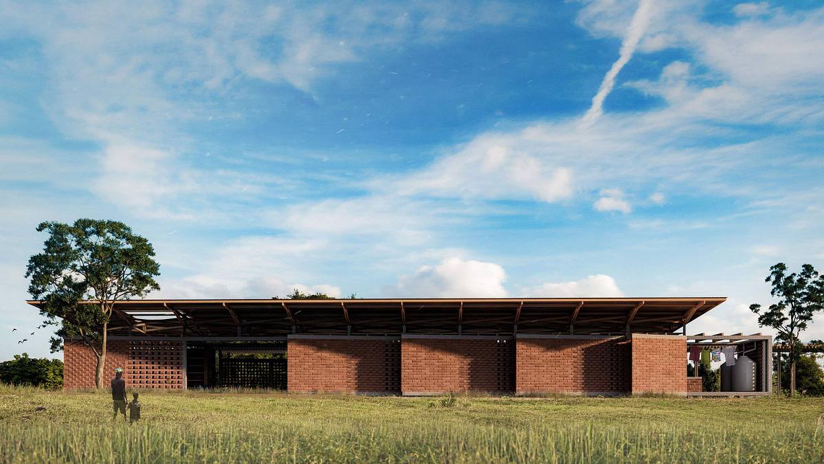 render arquitectura vivienda sostenible Tanzania exterior dise&ntilde;o residencial