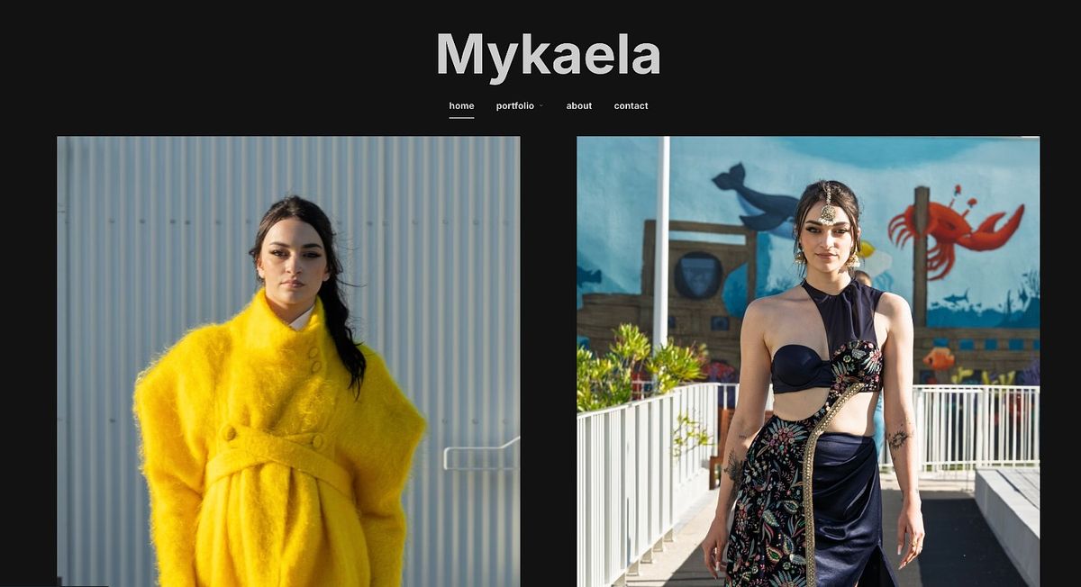 Mykaela fashion model portfolio website homepage