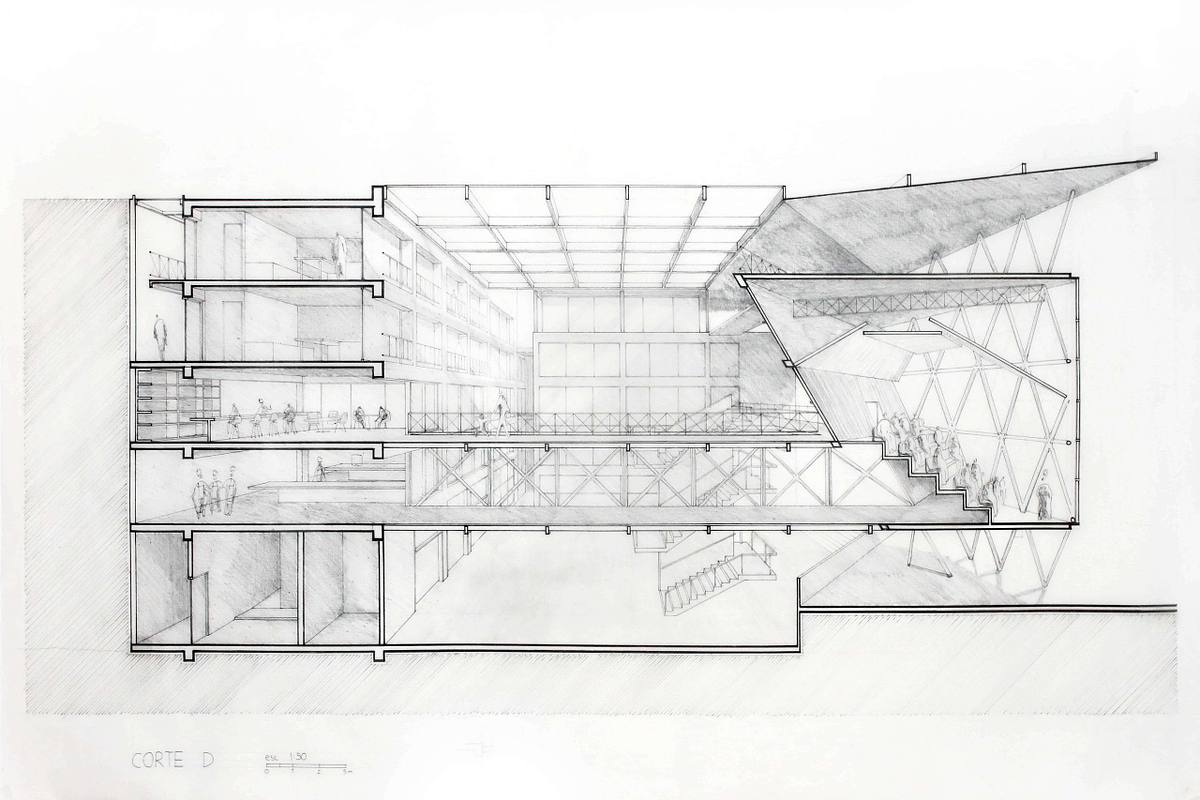 corte arquitectonico centro gastronomico chacao
