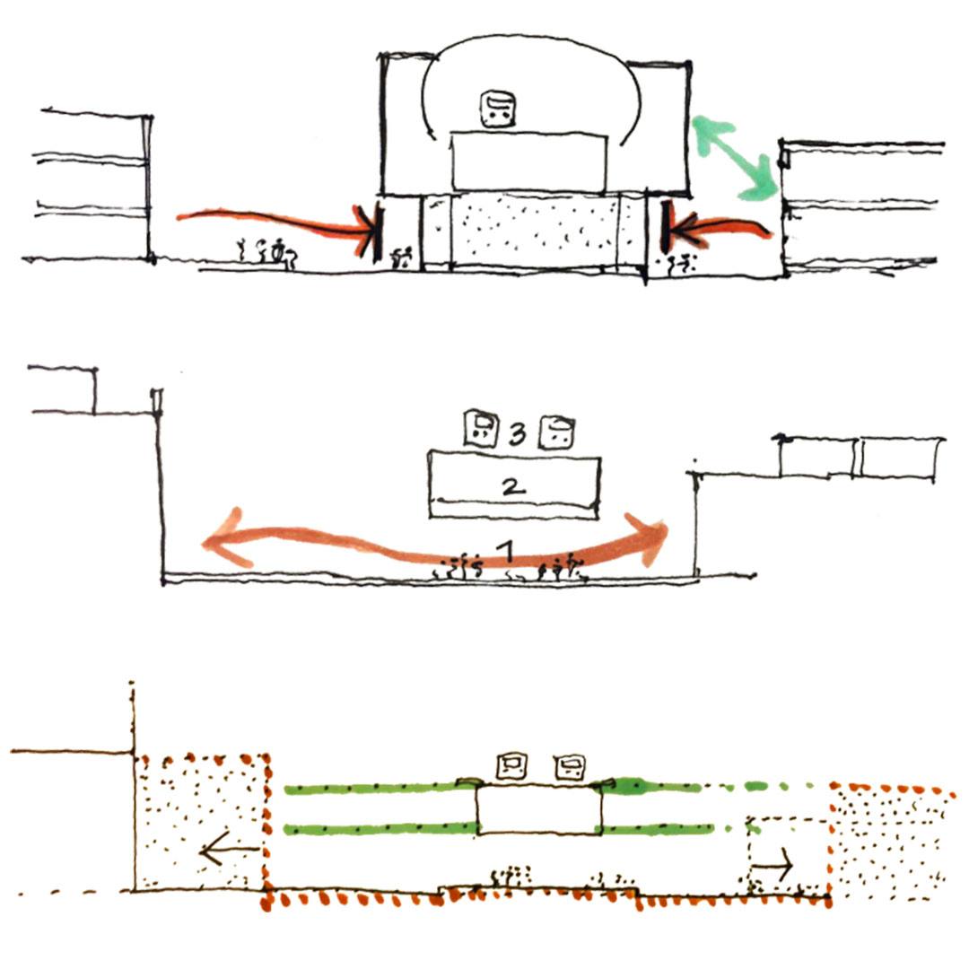 boceto conceptual estacion cultural movilidad urbana lima