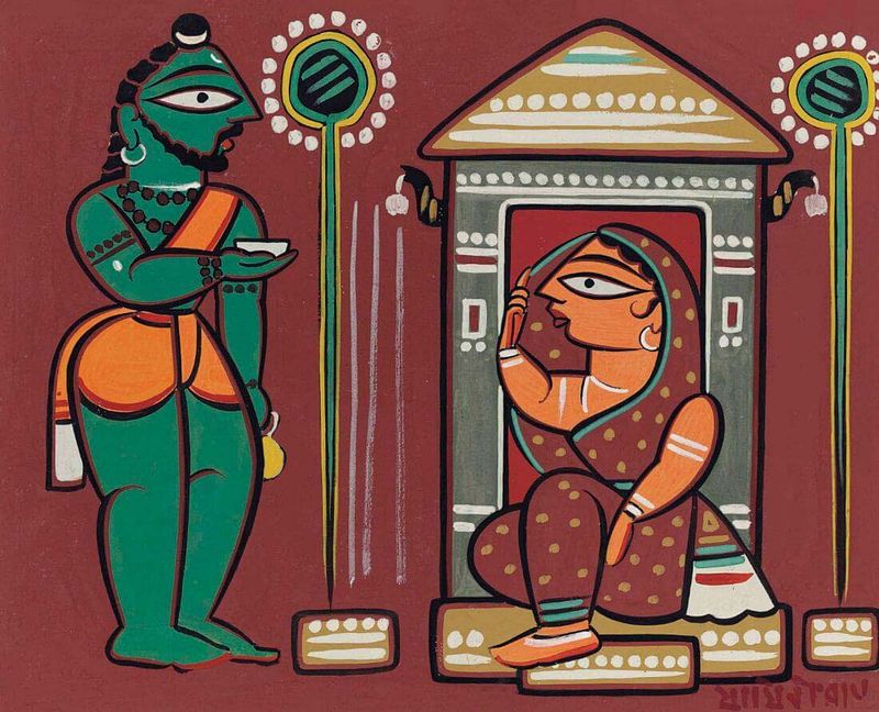 Ram and Sita – A Kalighat Masterpiece by Jamini Roy