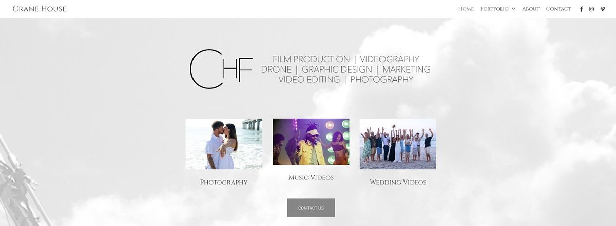 Crane House Film video production portfolio website homepage