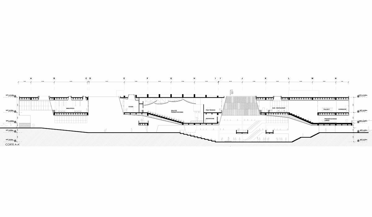 corte arquitectonico estacion subterranea metro lima