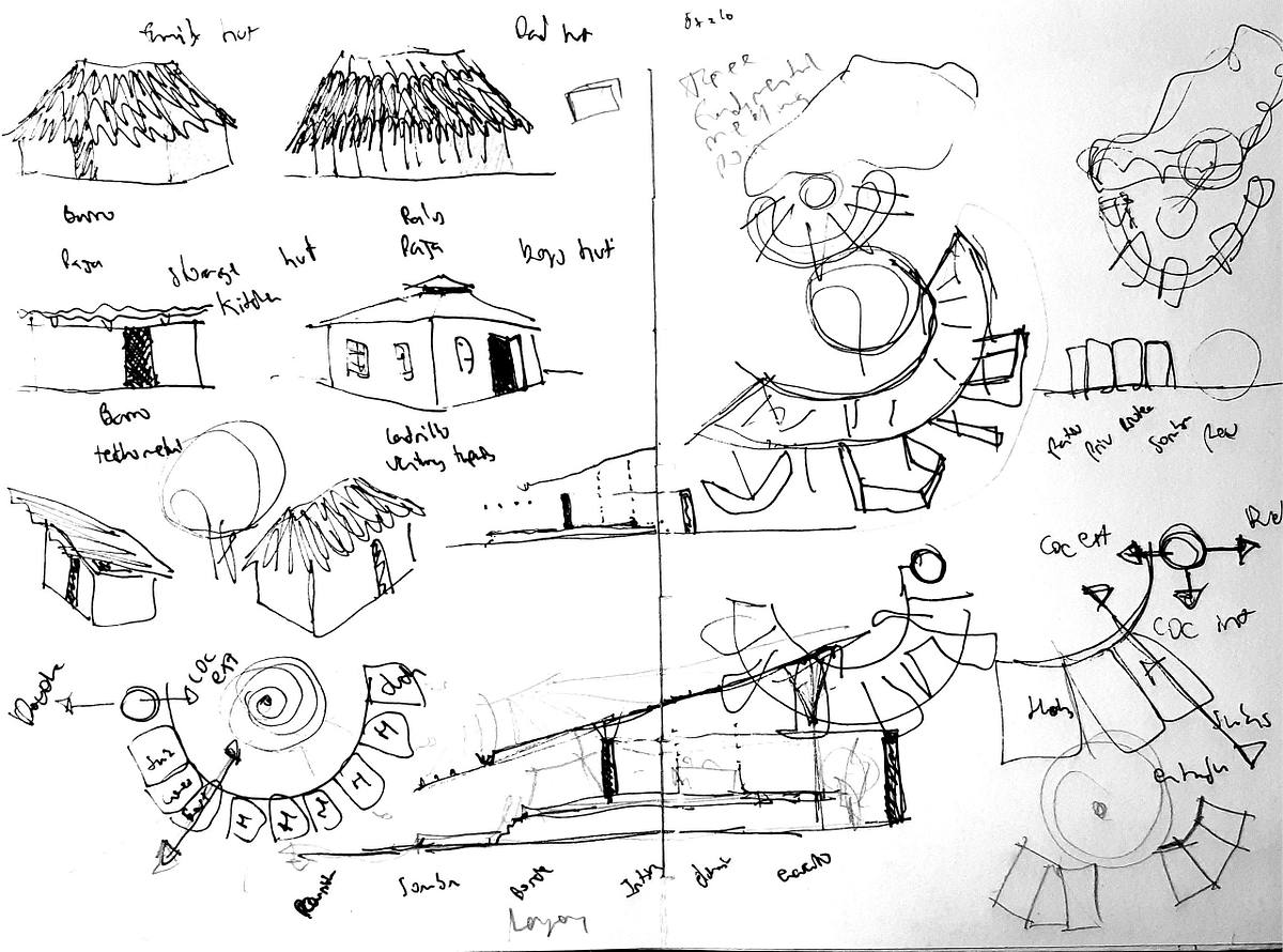 boceto arquitectura concepto vivienda sostenible distribuci&oacute;n espacial