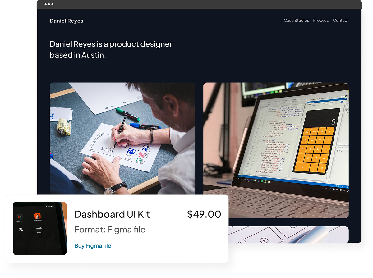 A Pixpa UX design portfolio website on its own domain