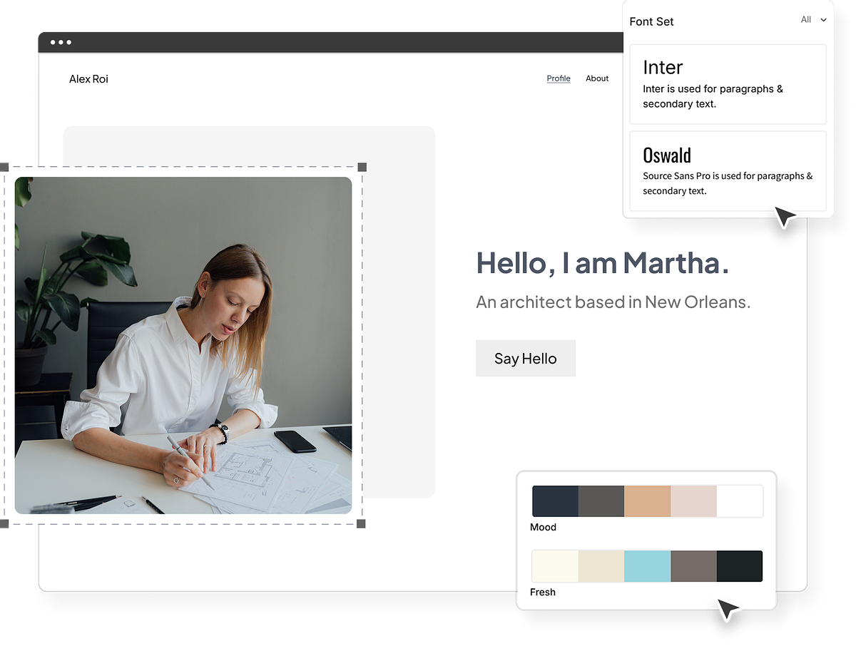 Building an architecture portfolio website in the Pixpa editor