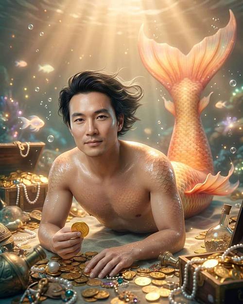 Underwater Treasure Custom Mermaid Portrait From Photo