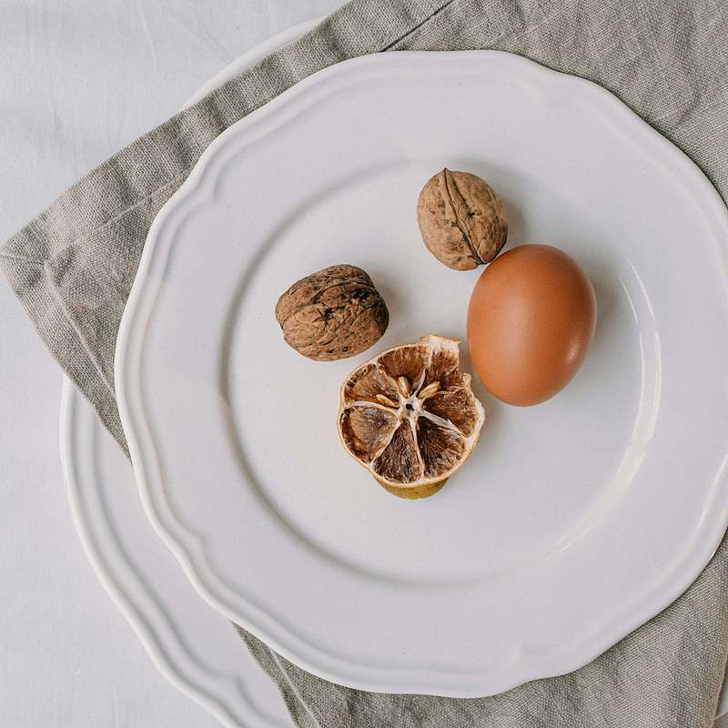 Hard-Boiled Eggs with a Handful of Walnuts
