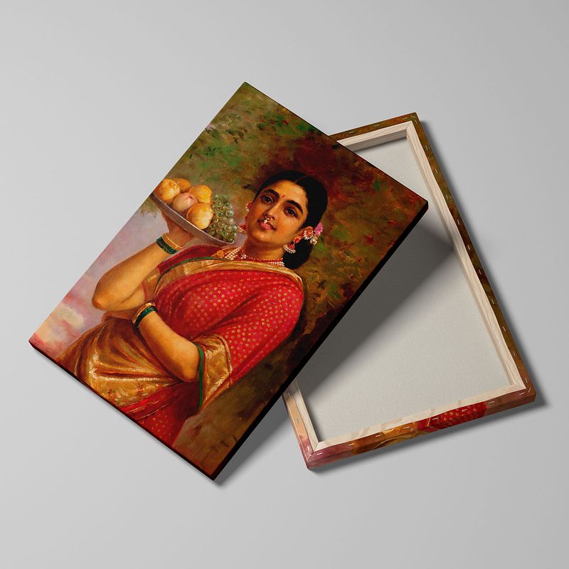 Madri – The Graceful Maharashtrian Lady with Fruit by Raja Ravi Verma