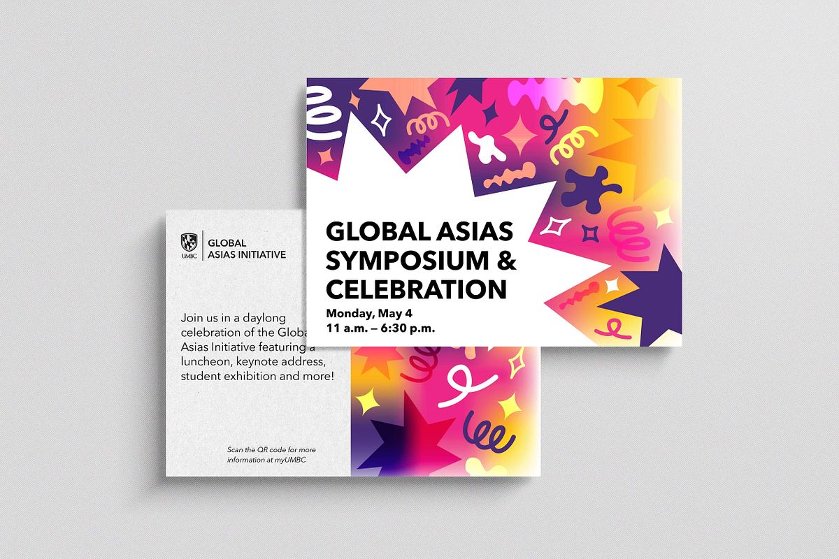 Front and back of Global Asias promotional postcard