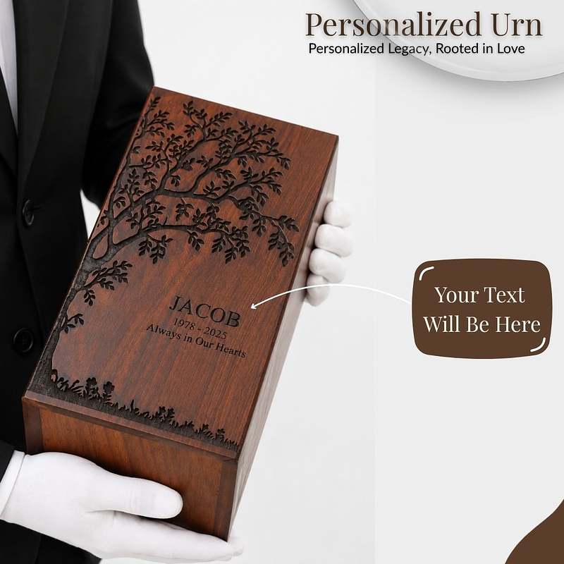 Tree of Life Personalized Wooden Urn for Ashes