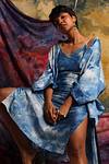 Linen Satin Kimono Jacket - Summer Sky