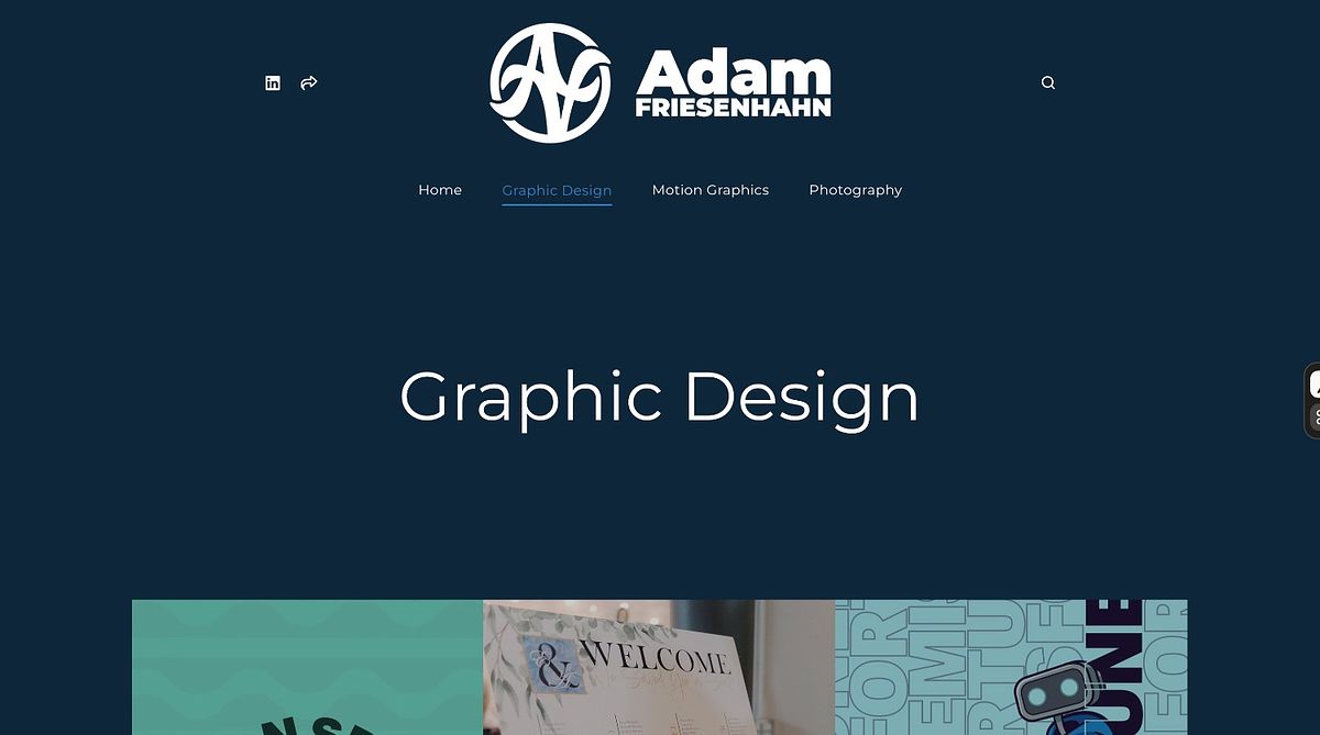 Adam Friesenhahn graphic design and motion portfolio website homepage