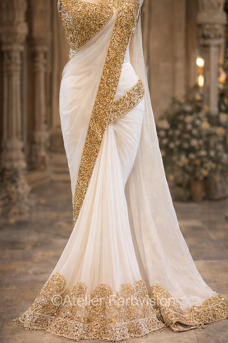 Sari Weiss (Hochzeitssari) - 1117