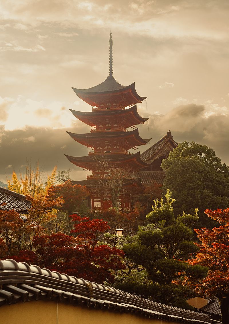 La pagode de Miyajima au couchant