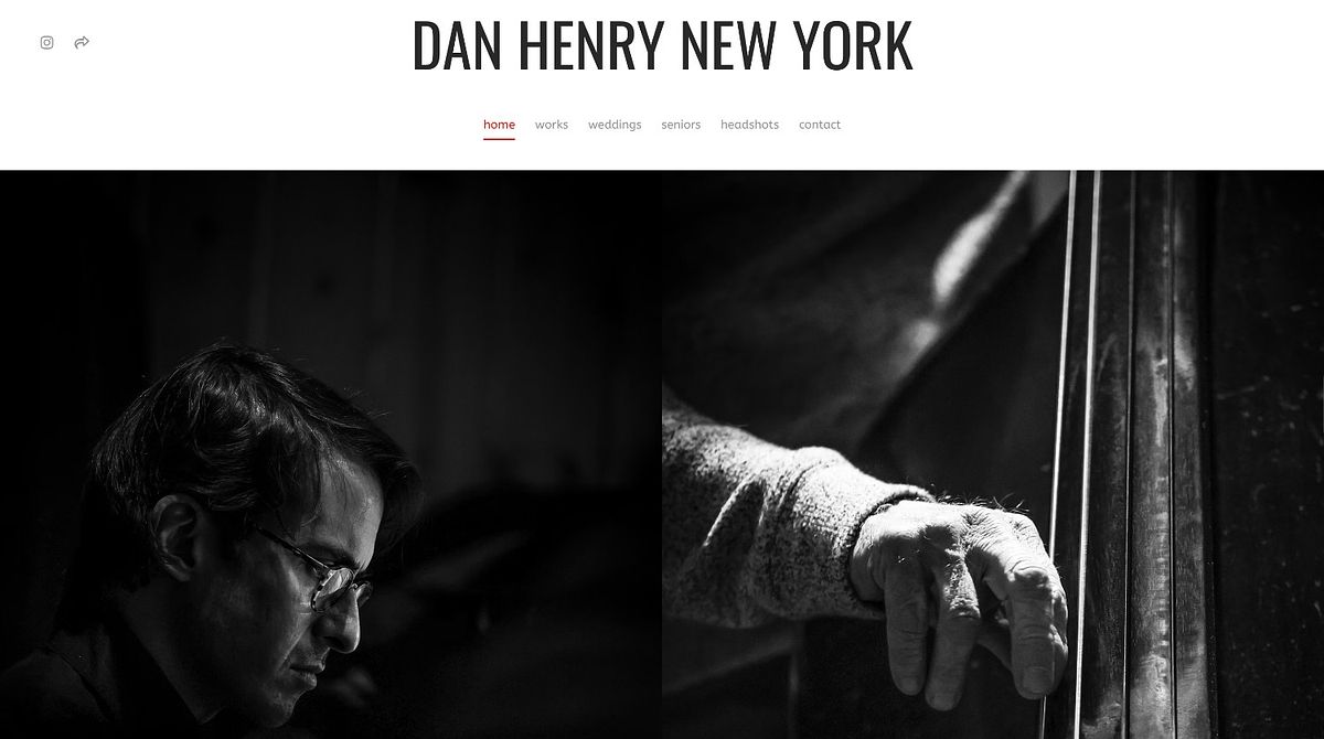 Dan Henry photography portfolio homepage built on Pixpa