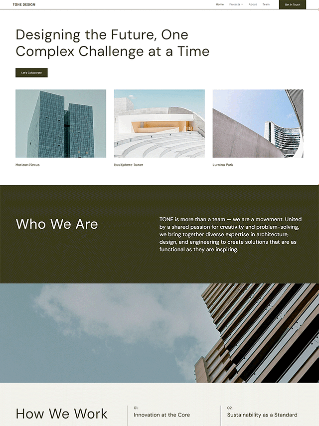 Tone -  Pixpa Architecture Portfolio Website Template